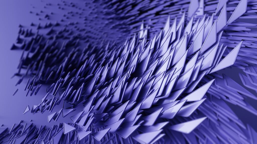 kolczaste błękitno-fioletowe abstrakcyjne formy