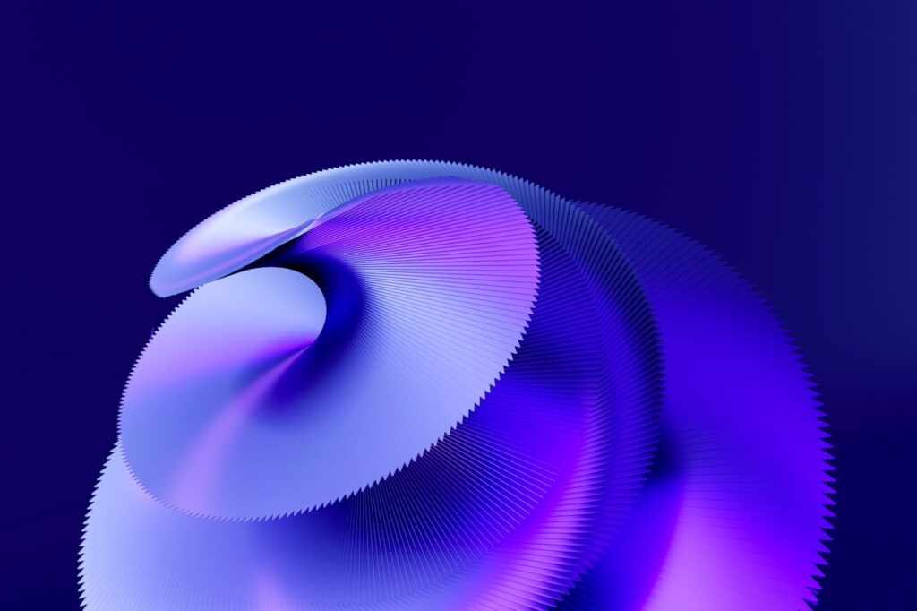 abstrakcyjna forma graficzna w postaci niebiesko-fioletowego wiru
